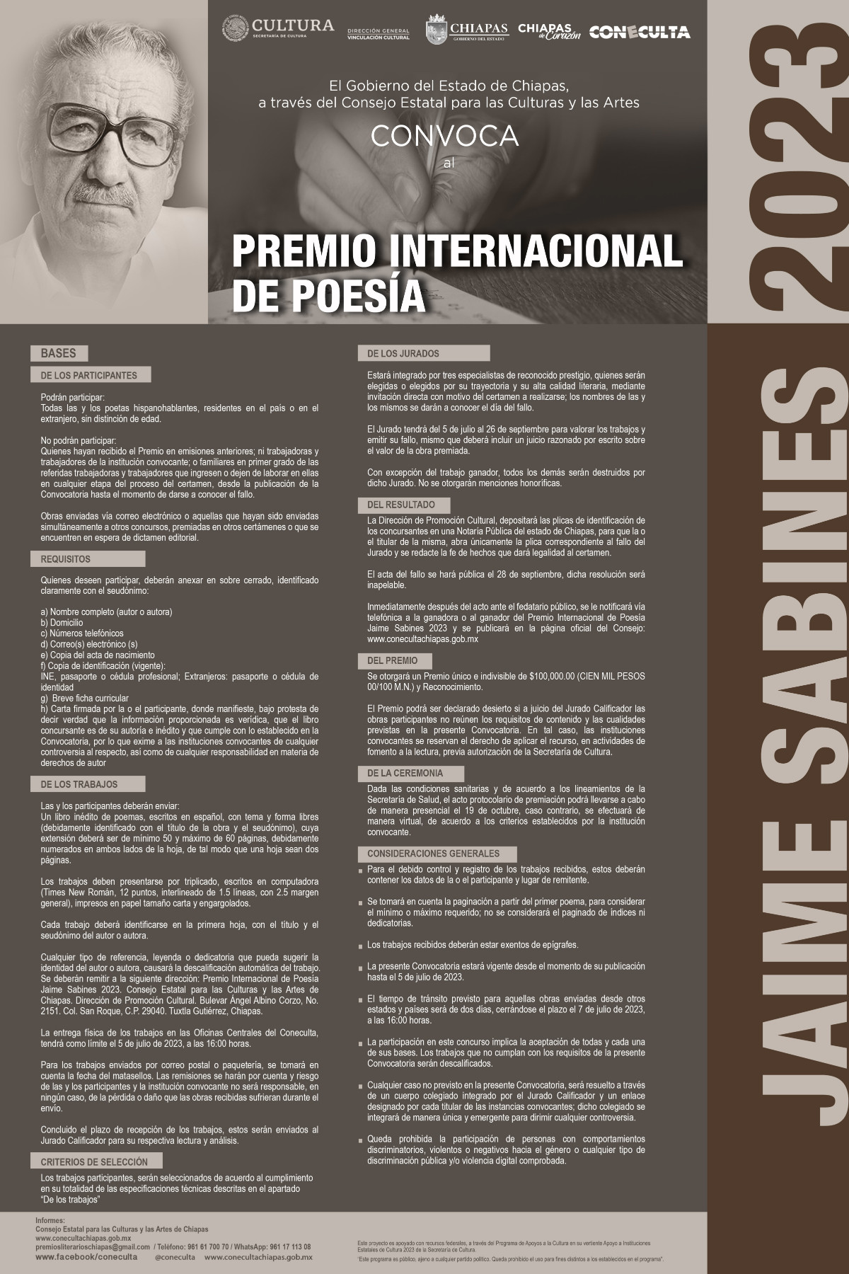 PREMIO INTERNACION DE POESIA JAIME SABINES 2023