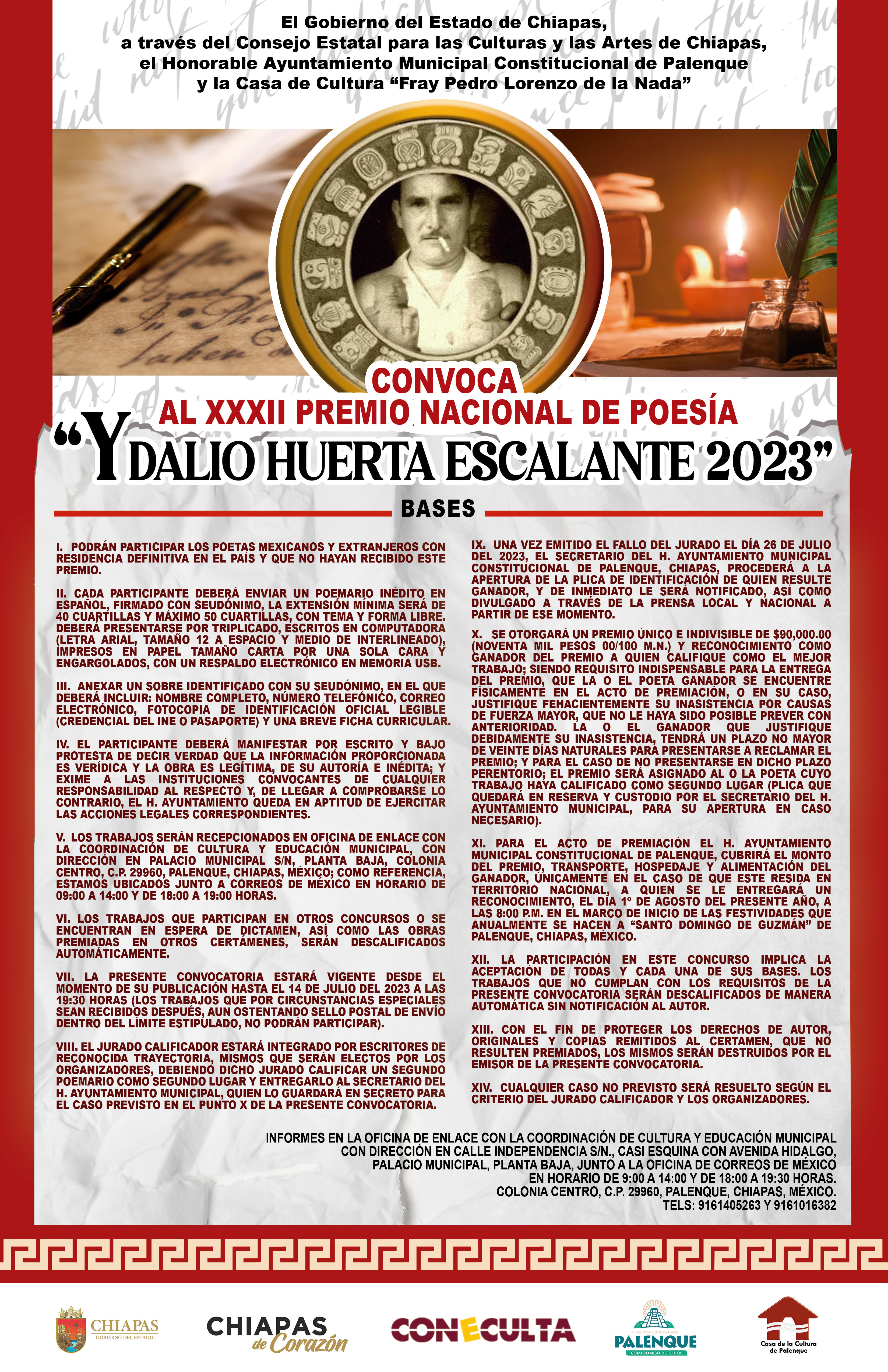 XXXII Premio Nacional de Poesía "YDALIO HUERTA ESCALANTE" 2023